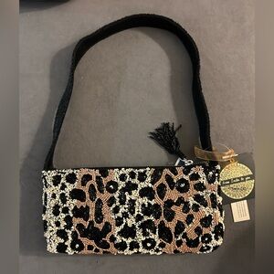 T.J.Maxx Black and Brown Beaded Shoulder Bag
